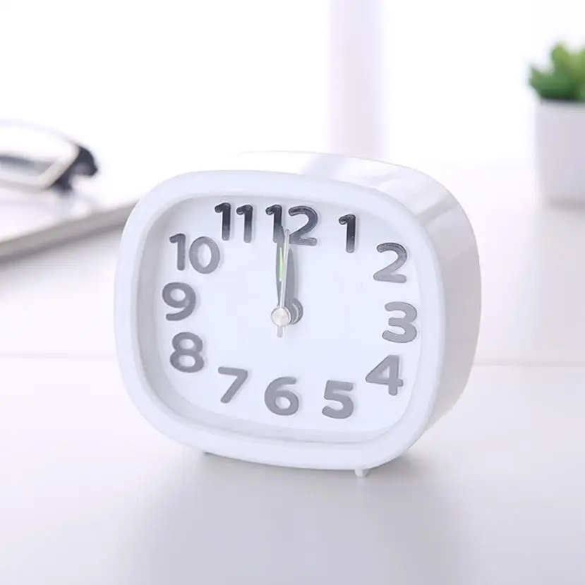wall clock Table Clock Rectangle Small Bed Compact Travel Quartz Beep