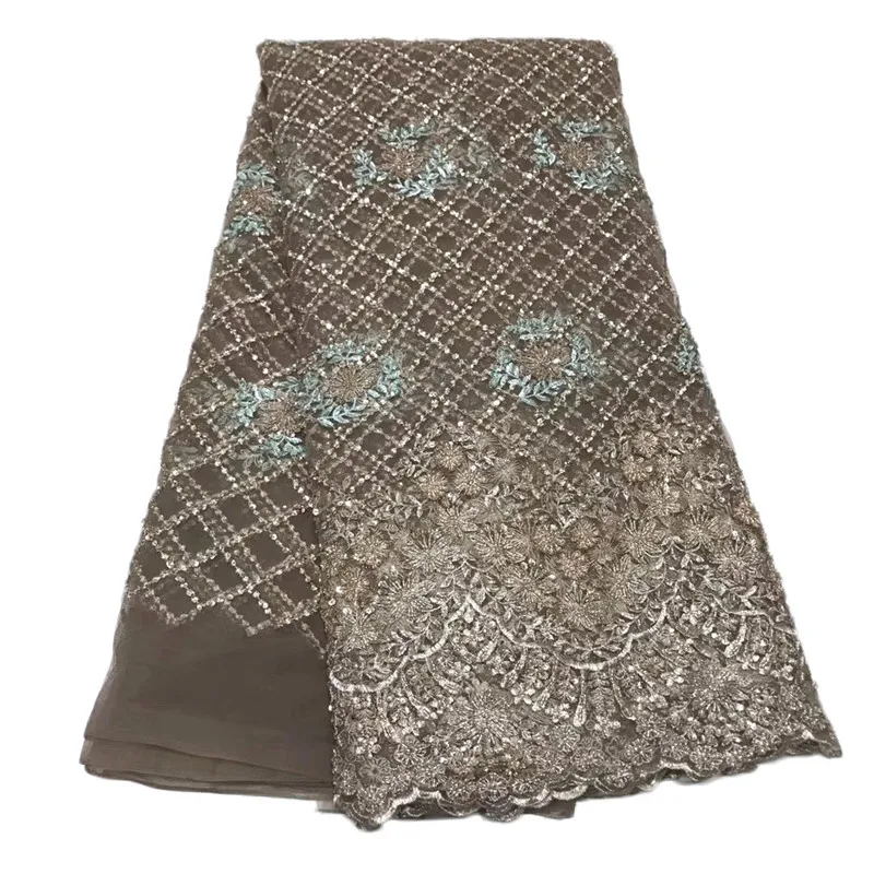 

African Lace Fabric 2019 High Quality Nigeria French Net Lace 2019 With Manual bead For Women HJ1677-1