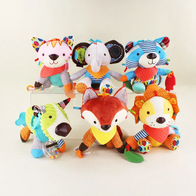 

15cm*23cm Cute Cartoon Baby Toy Rattles Soft Comfort Plush Toy Animals Cat/Dog/Elephant/Monkey/Raccoon Baby Toys Doll Brinquedos