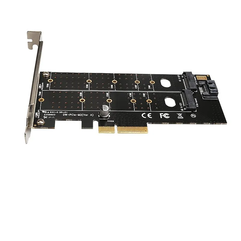 Переходная карта PCIe на M.2 NVMe SSD NGFF 110 мм ключ M и B двойной интерфейс с SATA портом