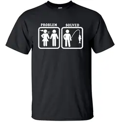 Персонализированные футболки мужские с круглым вырезом 100% хлопок короткий рукав проблема решена Забавный fishinger Tee