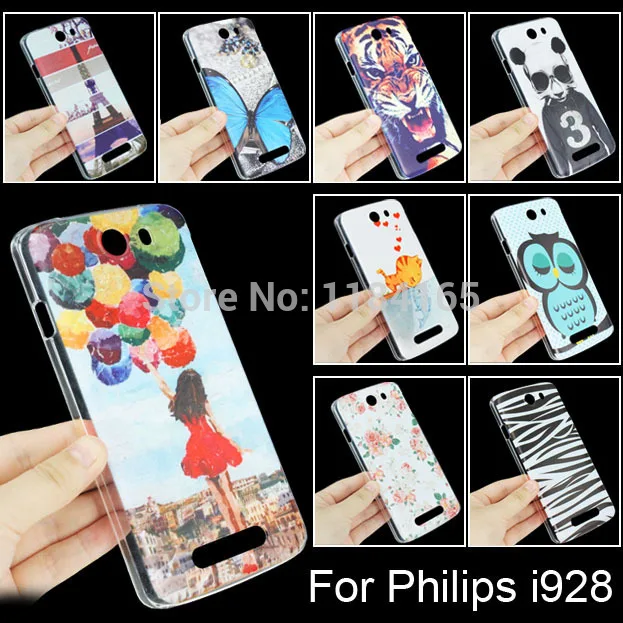 Пластиковый Чехол для Philips i928 цветной 7 узоров дешевый матовый защитный жесткий
