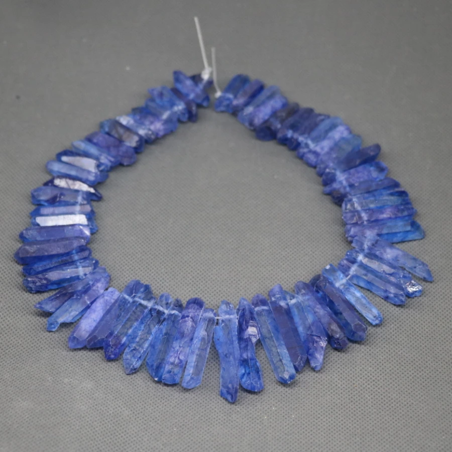 Approx 50pcs/strand Natural Raw Blue Quartz Crystal Point Pendant Rough