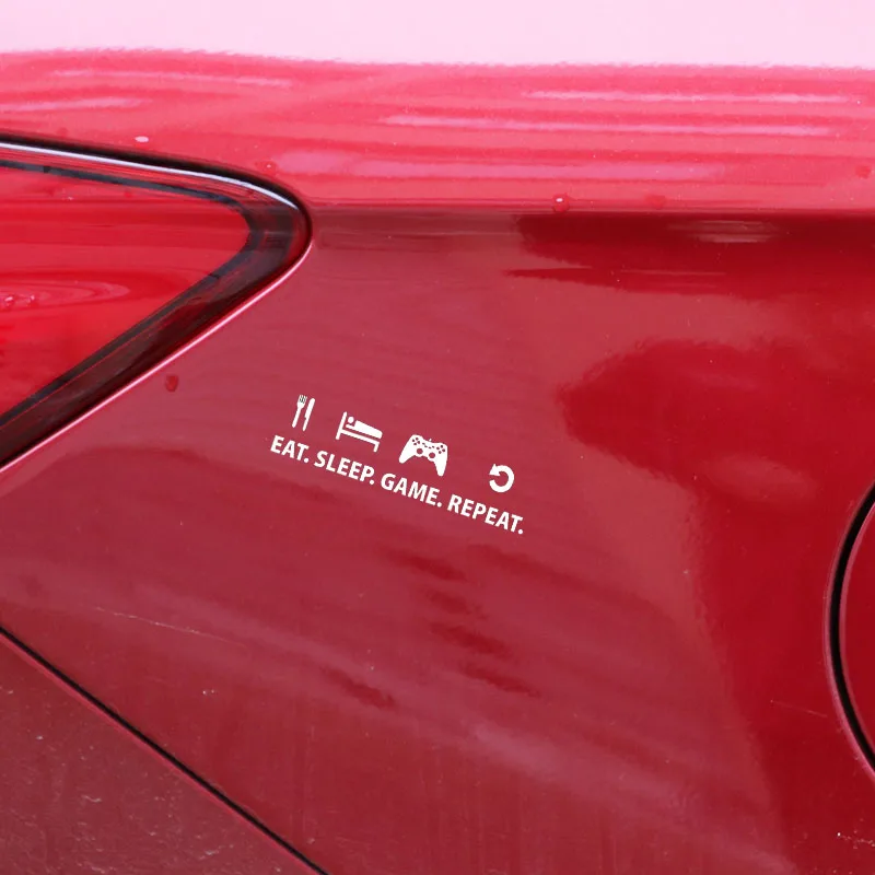 YJZT Car Sticker Eat Sleep Game Repeat Gamer Vinyl Decal C22-0284 16.6CM*4.2CM image 4