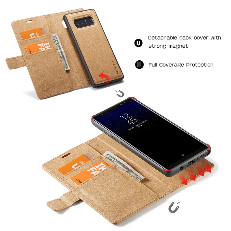 Брендовый DIY кожаный чехол для samsung Galaxy Note 8 S7 Edge S8 S9 Plus 2 в 1 съемный флип-чехол для iPhone X 6 6s 7 8 Plus чехол