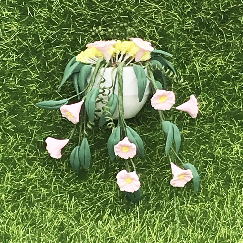 1/12 Dollhouse Miniature Accessories Mini Wall Mounted  Potted Plant Simulation Flower Model Toys for Doll House Decoration