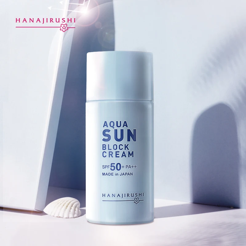 HANAJIRUSHI Sun Cream Aqua Sun Block Cream Sunblocking Cream Ultra-Light Sunscreen Water-Resistant Texture  SPF 50+ PA++Sunblock