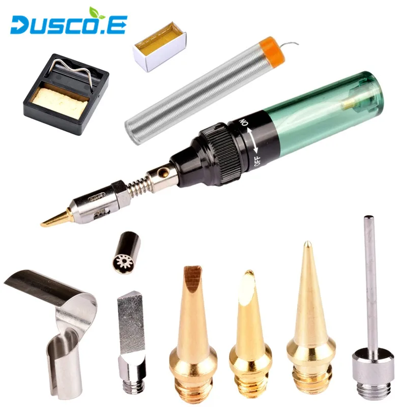 Dusco. E Газовый паяльник MT-100 Электрический газовый портативный триадный газовый Электрический паяльник Универсальный паяльник Комплект HS-1115K - Цвет: 11 in 1