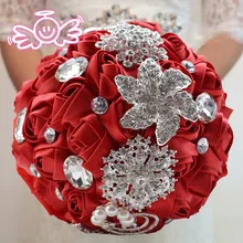 Ручной работы одежда высшего качества бисером брошь Шелковый цветок невесты свадебный букет Роза для подружки невесты Жемчуг искусственный