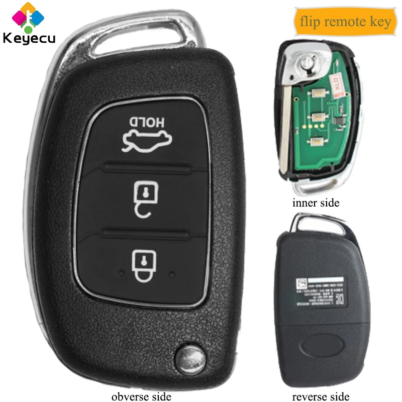 Запасной ключ KEYECU для Hyundai Accent 2014 2015 2016 складной/откидной пульт дистанционного