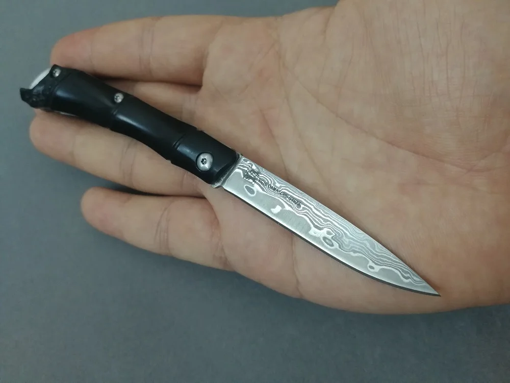 DX версия jonnyjamie UK ручка 1 Мини карманный нож Foling VG10 дамасское лезвие с черной эбеновой деревянной ручкой городской ключ EDC нож s