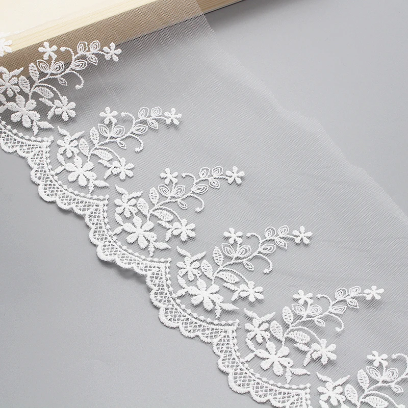 Lucia crafts 1y/5y 13 см белый/черный цветок органза вышитые кружева ткань отделка ленты DIY шитье ручной работы материалы R0504