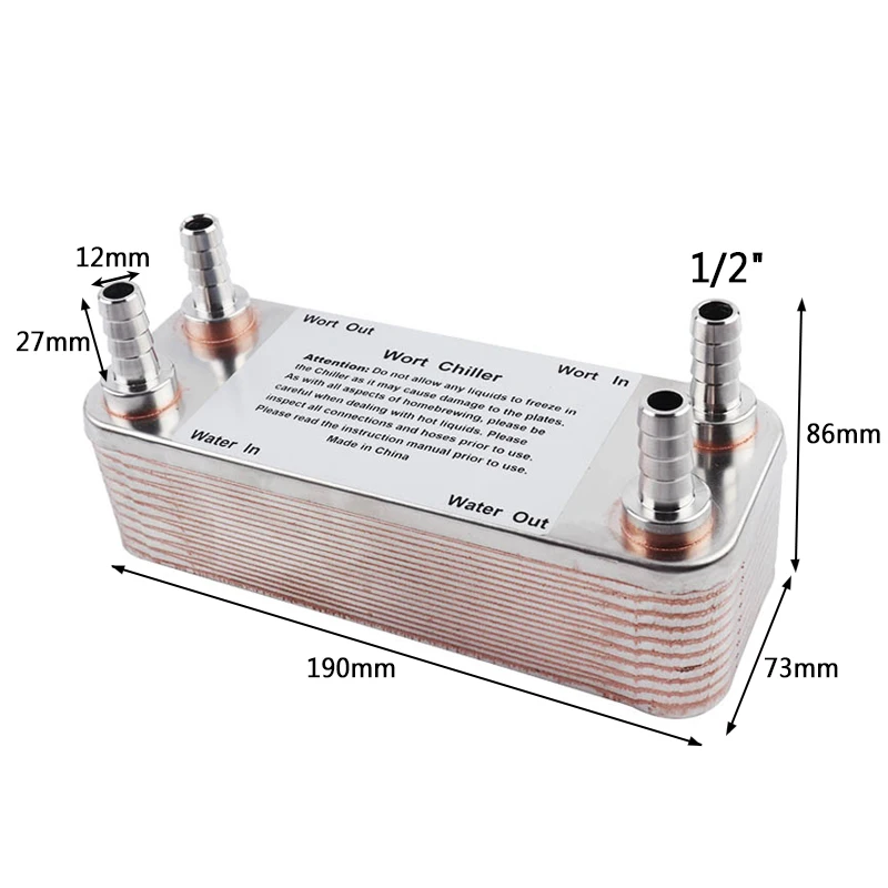 Homebrew пиво 20 тарелок сусла чиллер, пластинчатый теплообменник, нержавеющая сталь 304, пивоваренный охладитель, 1/" Барб