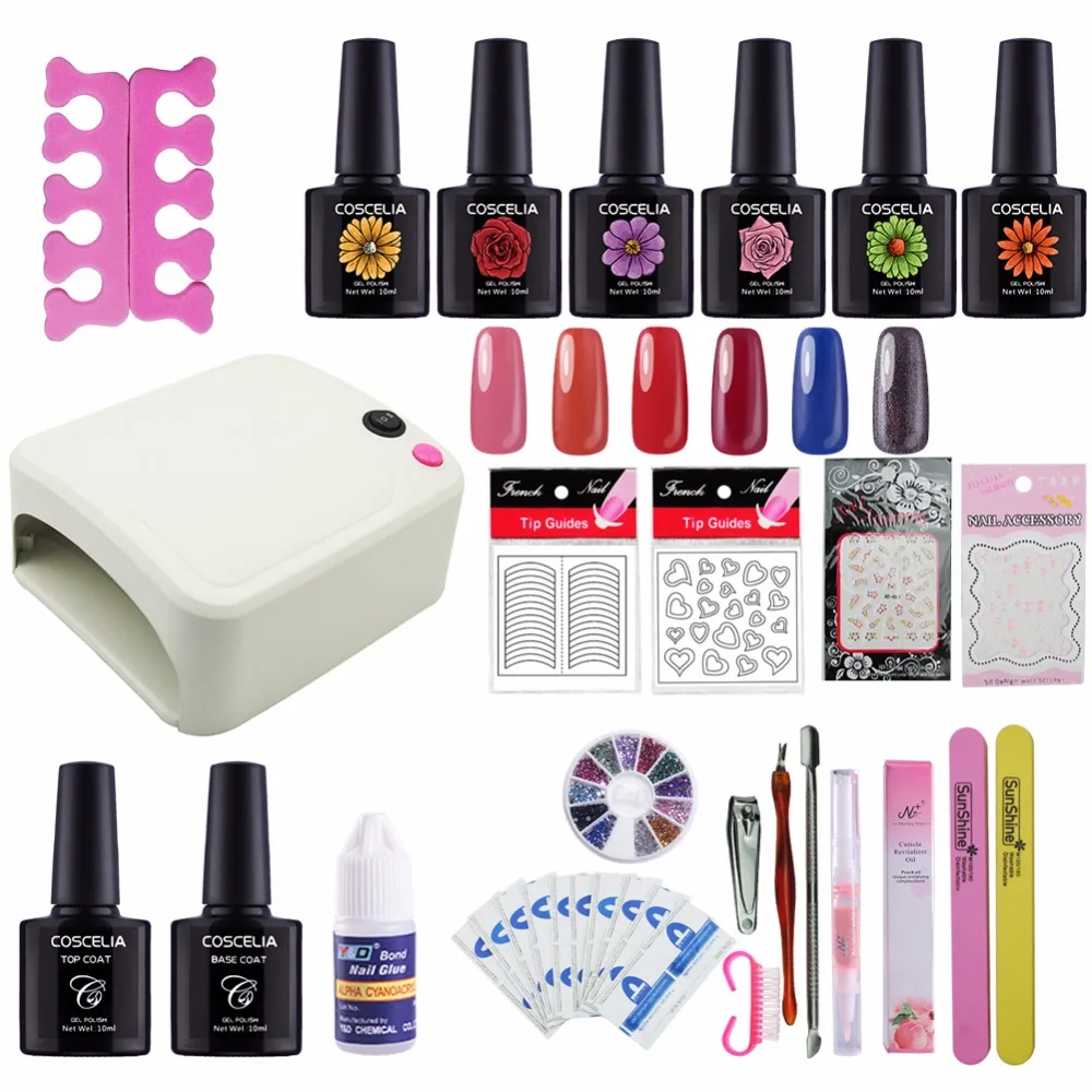

Gel Nail Set with Lamp 36W UV Dryers Manicure Set Tips Gel Polishes Nail Kit Nail Extension Set Manicure Tools Nail Art Set