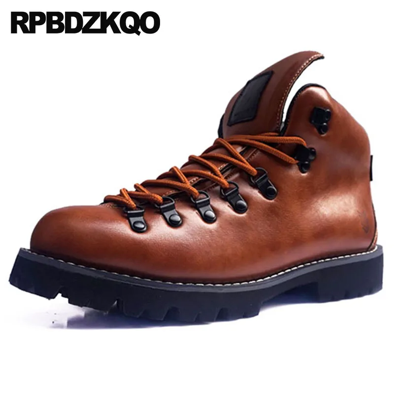 Moda Zapatos Ejército Talla Combate Cordones Grande Alta Calidad vino Botas Impermeable Diseñador Tinto Calzado Botines Con Marrón De coffee Militar Otoño Marrón 4qznEIp