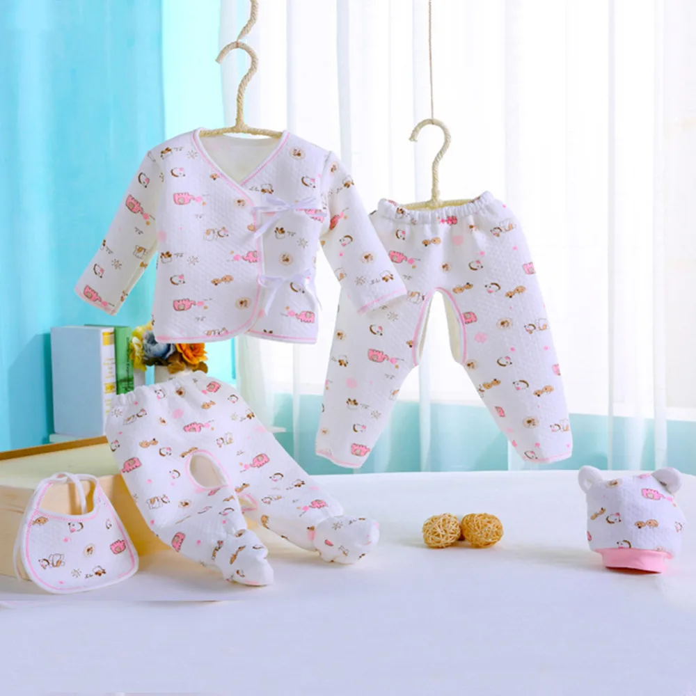 

5Pcs/lot Spring Fall Newborn Baby Clothing Underwear Clothes Outfit Suit Cotton Cute Cartoon Pattern For 0-3M Infant clothing