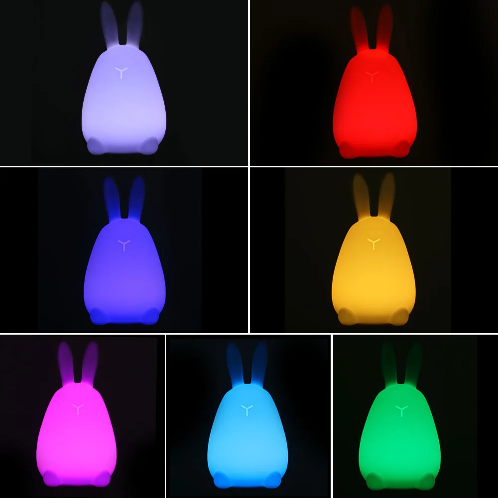  Kawaii Mi Rabbit Patted Silicone LED Lamp Night Light Multicolor Touch Sensor Tap Control Best Gift - 32949793591
