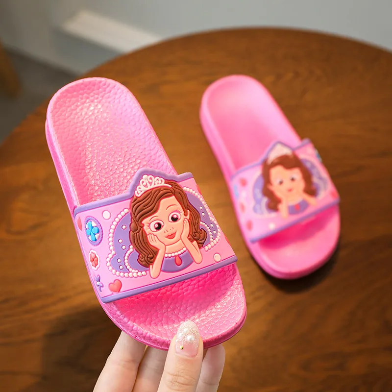 Детские нескользящие легкие дышащие сандалии принцессы Софии с мягкой подошвой для девочек домашние тапочки - Цвет: B