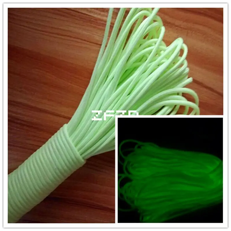 

YINGTOUMAN 10m/Lot Luminous LightGreen Paracord 550 Parachute Cord Lanyard Rope Mil Spec 9Strand Climbing survival Rope