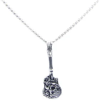 

Rany&Roy Newest Skull Music Guitar Pendant 316L Stainless Steel Band Party Rock Roll Guitar Pendant