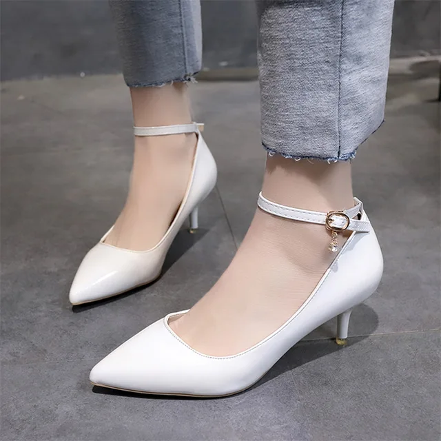 white ankle pumps