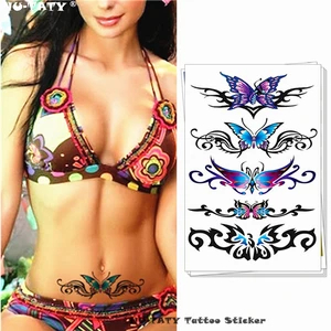Nu-тати Сексуальная Бабочка 3d гирлянды Временные татуировки боди-арт флеш-тату наклейки 17*10 см Водонепроницаемая мнимый хна для татуировки инструменты - изображение