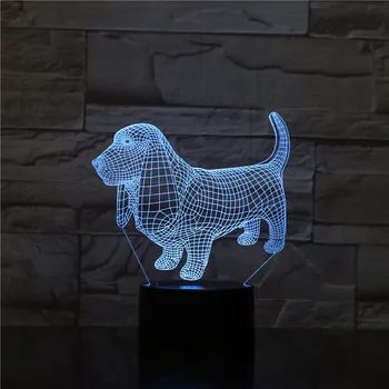 

Basset Hound Dog Desk Lamp Bedside 3D Illusion 7 Color Changing Room Decorative Lamp Child Kid Baby Kit Night Light LED Dog Gift