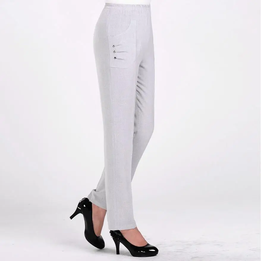 

Plus Size 2019 Women Autumn Summer Pants Elastic Waist Casual Pants Trouers Female Slim High Waist Straight Pants Women LK209