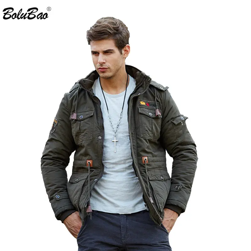 

BOLUBAO Men Jackets Winter Quality Warm Male Fashion Jacket Clothing Casual Hooded Cotton Solid Color Men's Jackets