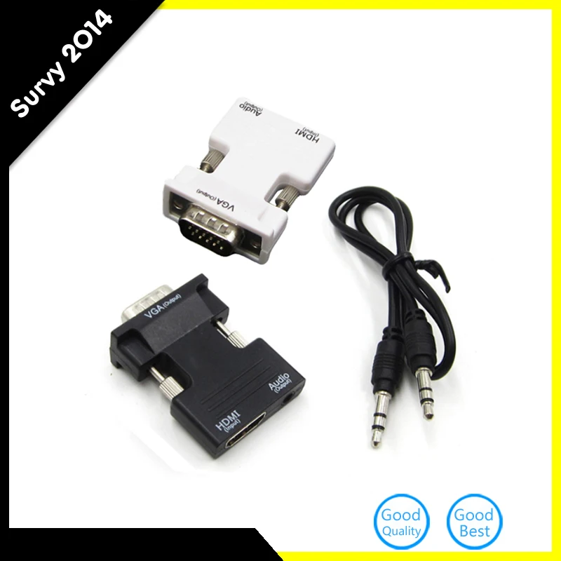 

White Black HDMI Female to VGA Male Converter+Audio Cable Support 1080P Signal Output