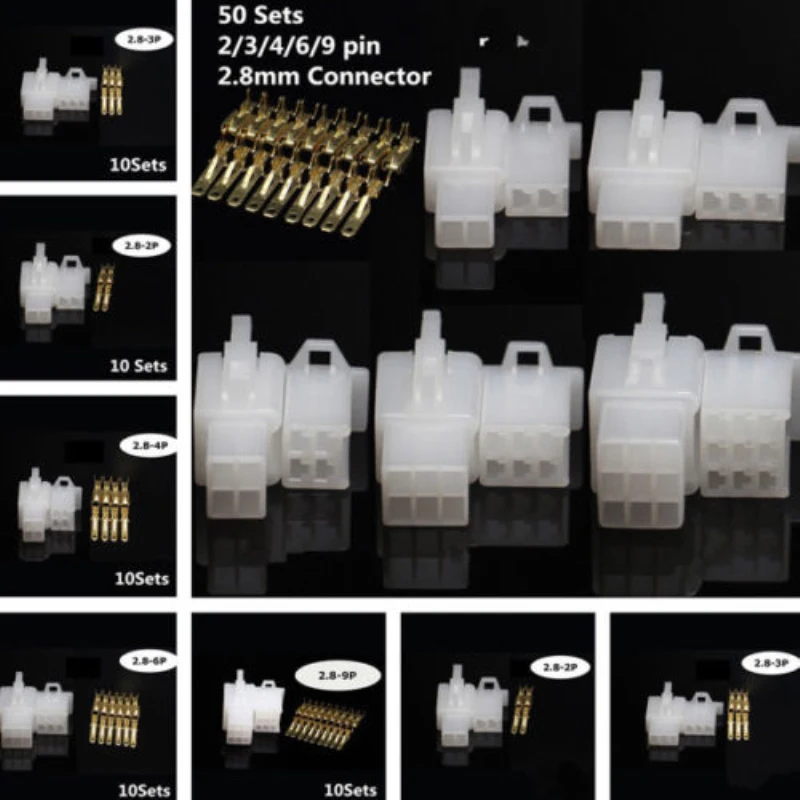 10 комплектов, автомобильный мото Электрический 2,8 мм 2 3 4 6 9, Комплект разъемов, штепсельная Вилка для мотоцикла, автомобиля