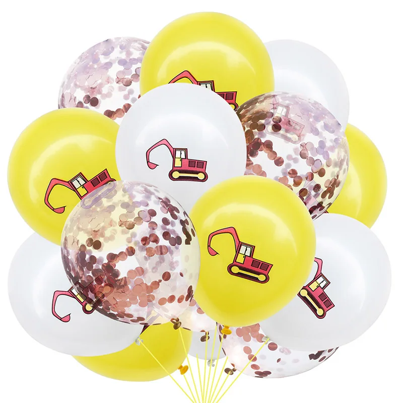 12Inch Birthday Party Decoration Vehicle Excavator Car Latex Balloon Confetti Latex Balloons Baby Shower Party Supplies