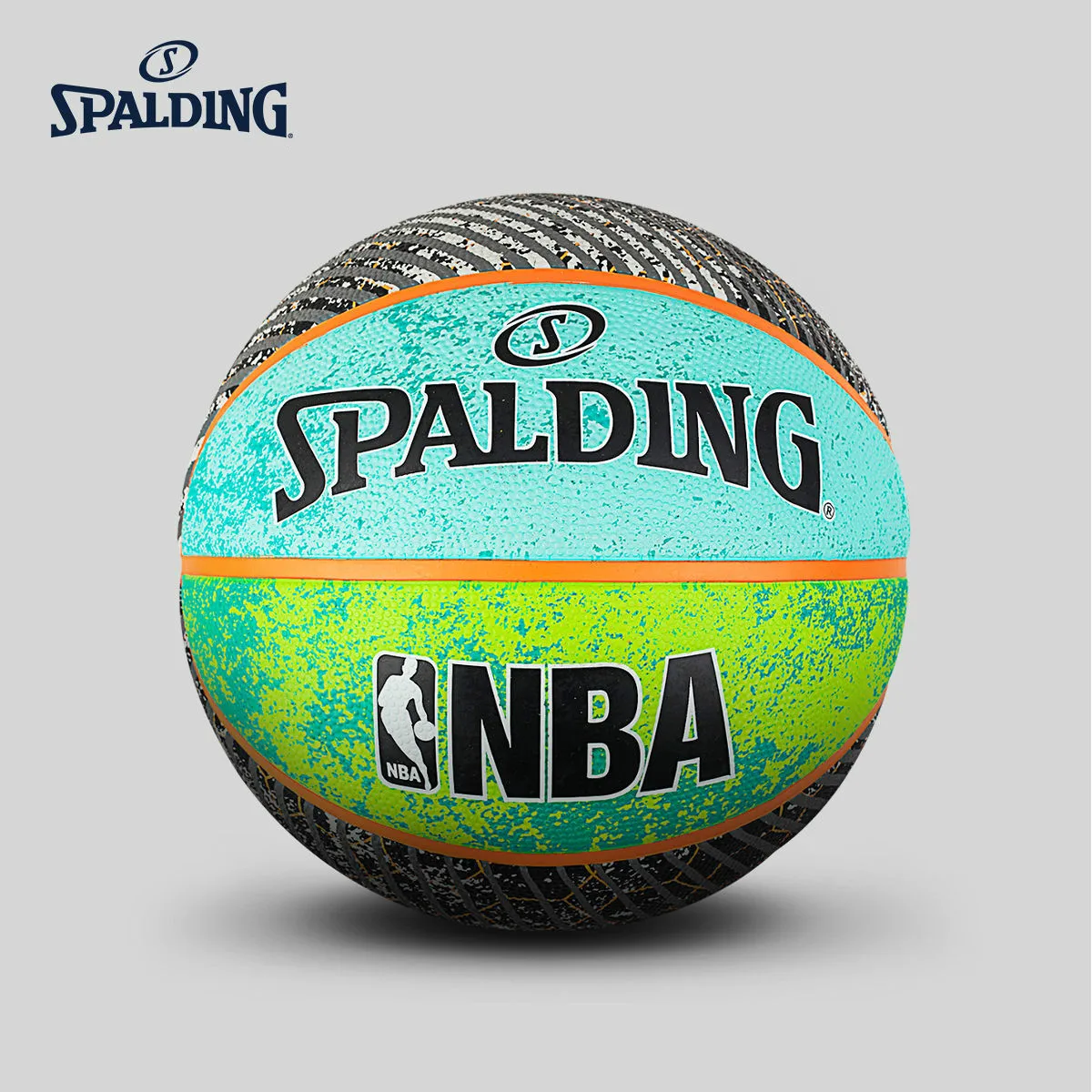 Оригинальный SPALDING Trend коллекция серии зеленый/корзина/серый триколор комната 7 # внешний резиновый для мужчин баскетбол 83-645Y