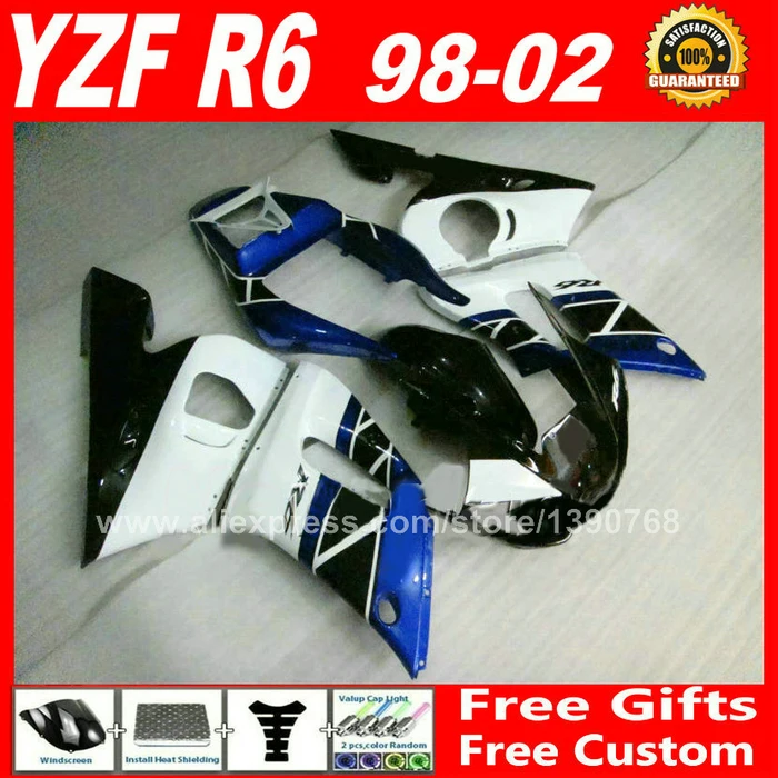 OEM синие белые Обтекатели корпуса для YAMAHA R6 1998 - 2002 YZFR6 комплект пластиковых