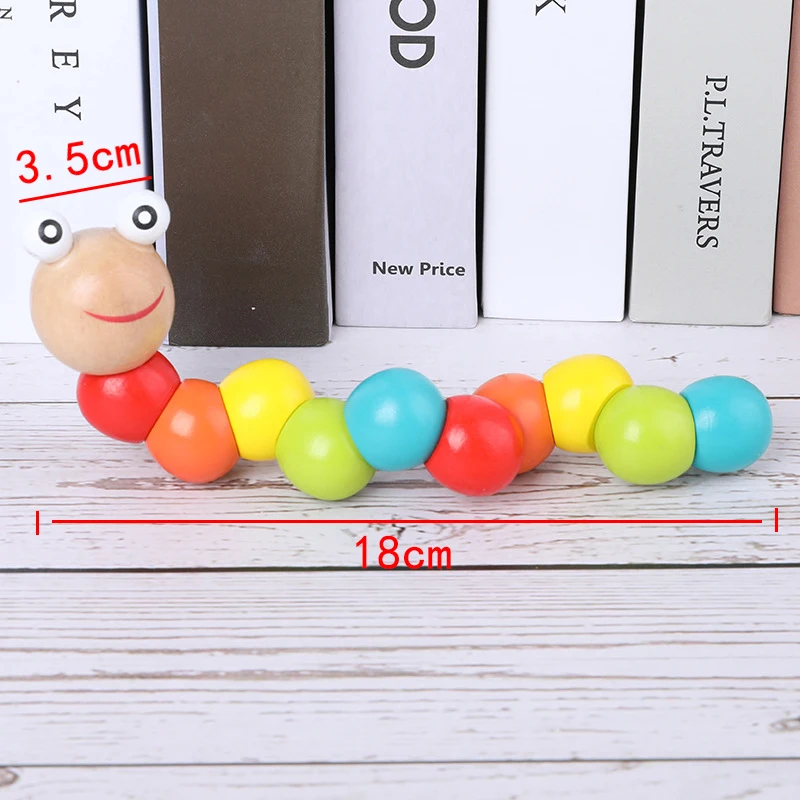 Montessori Toy Educational Wooden Toys for Children Early Learning Baby Exercise Fingers Flexible Twist Insects Games