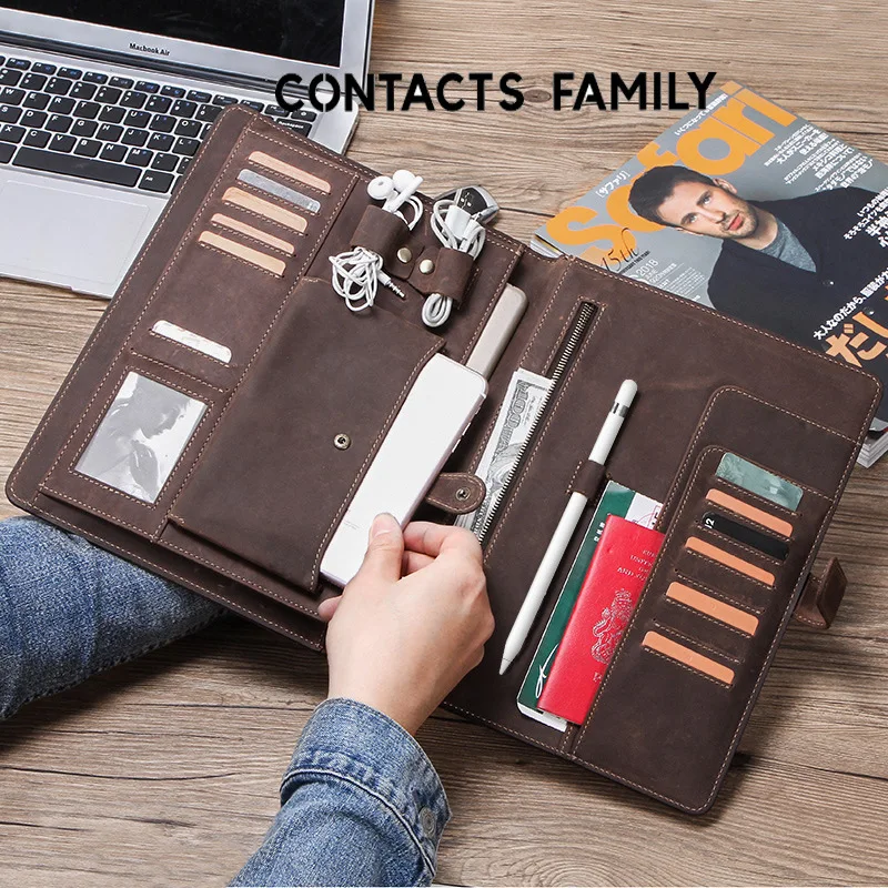 

Retro Crazy Horse Leather IPAD10.5 inch Cover Multi-function Genuine Leather Case mobile phone clutch bags