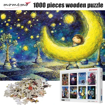 

MOMEMO Good Night Puzzles Wooden 1000 Pieces Toys Cartoon Painting Jigsaw Puzzles Adult Puzzle Game Puzzle 1000 Pieces for Kids