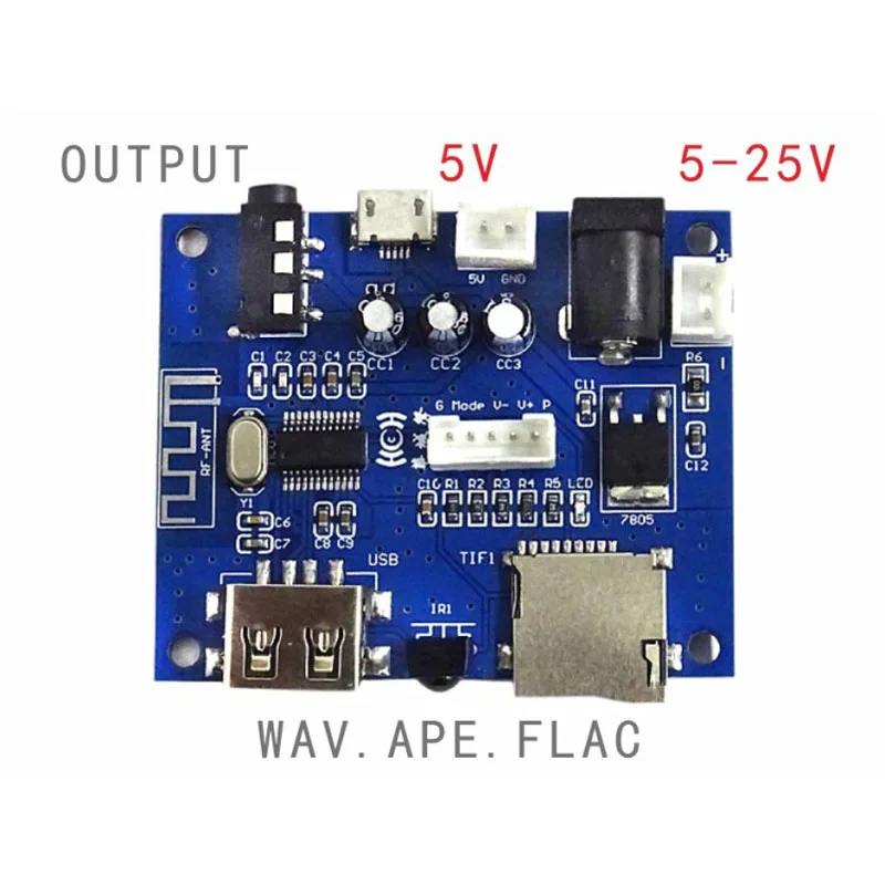 Bluetooth 5,0 аудио приемный модуль В 5-25 в звук TIF карта USB U диск Lossless аудио игры DC5-25V T0145