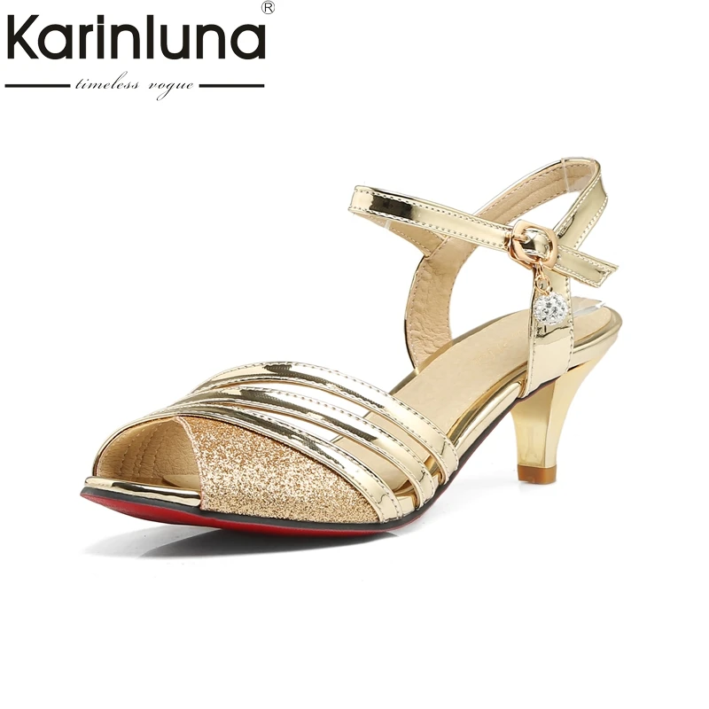 

KarinLuna 2018 Large Size 30-47 Customization Latin Shoes Women Sexy Comfotable Ankle Strap Party Shoes Sandals Woman