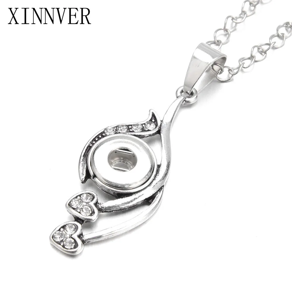 

Xinnver Snap Button Jewelry Charms Round Necklace Fit 12MM Button Snap Custom Pendant Sweater Chain ZG129