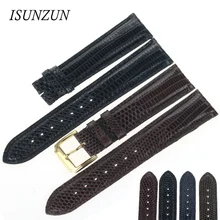 ISUNZUN Watch Bands For Emperor Camel/Movado/Patek/Philippe/Tudor/Glamour Top Quality watch strap Lizard Skin Leather movado watch официальный сайт