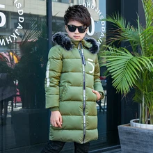 Kids Long Parkas For Girls Fur Hooded Coat Winter Warm Down Jacket Children Outerwear Infants Thick Overcoat 4 6 9 10 12 2017 boys winter down coat thicken jackets parkas natural fur cool children jacket outerwear overcoat long detachable coat