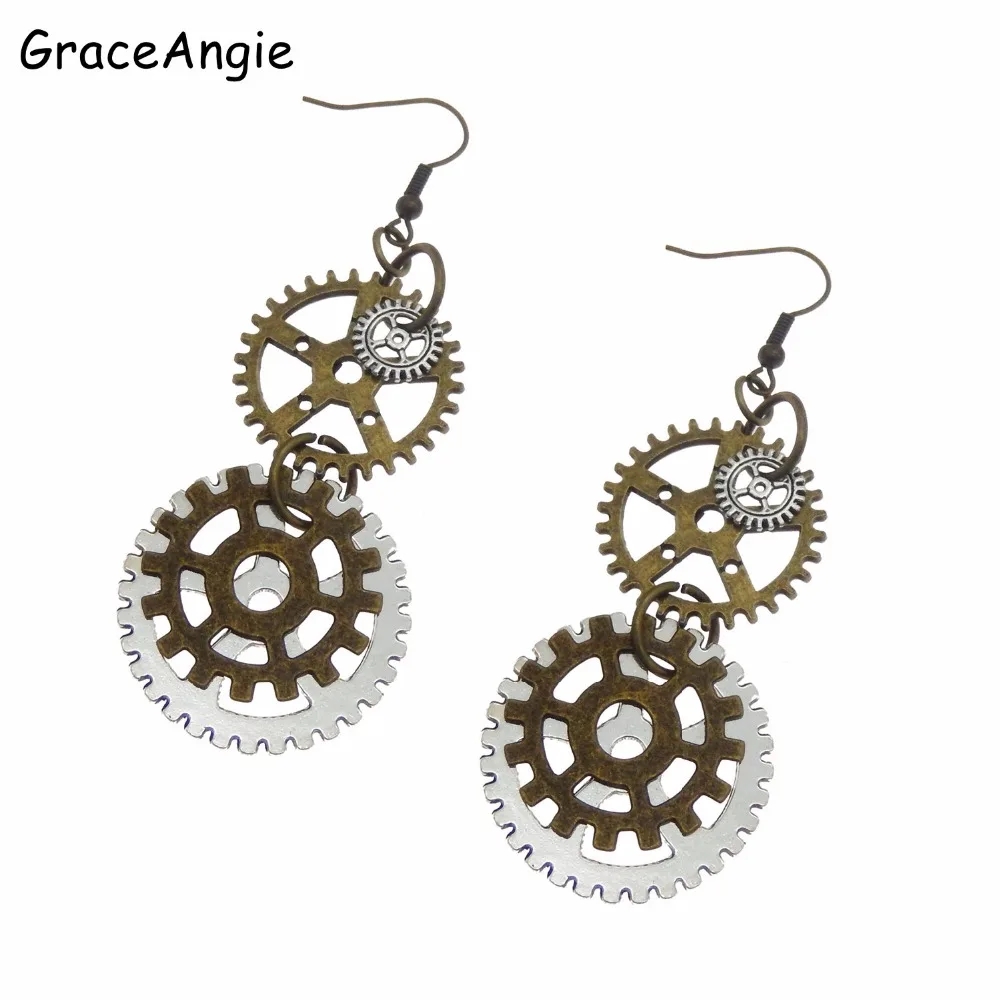 

GraceAngie New Female Steampunk Earrings Women Gear Wheel Drop Earrings Punk Style Bohemia Statement Earring Big Ethnic