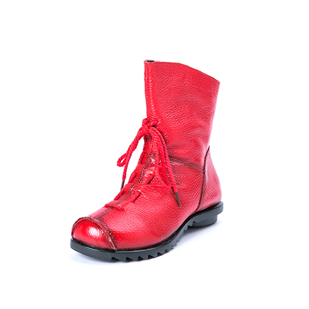 

Martin Paint surface Side zipper shoes Women Vintage Genuine Leather Booties Warm Autumn and Winter New Low-Heeled Women's Boots