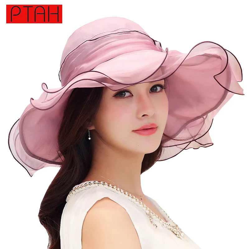 Chapeau De Soleil Femme Bord Large - Protection UV Pliable Avec Trou Queue De Cheval