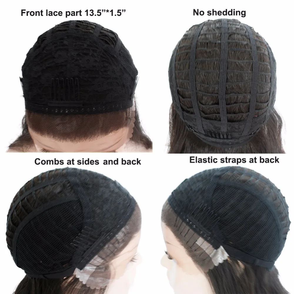 Straight Synthetic Lace Front Wigs With Baby Hair Natural Black Heat Resistant Glueless Free Part Lace Wigs For Black Women SOKU