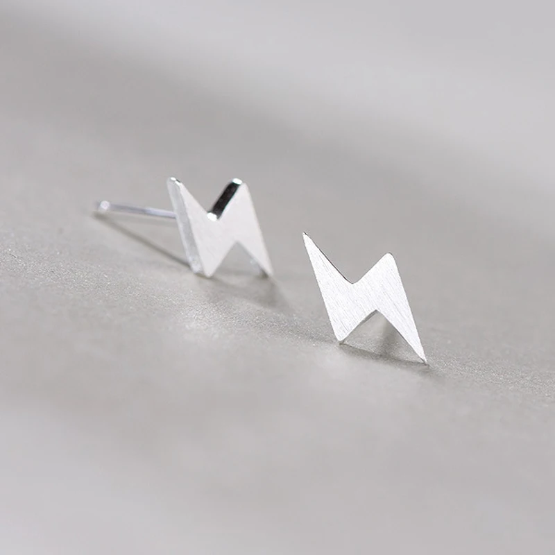 

925 sterling silver Tiny Lightning Bolt Stud Earrings Simple earrings gift for woman silver stud earring