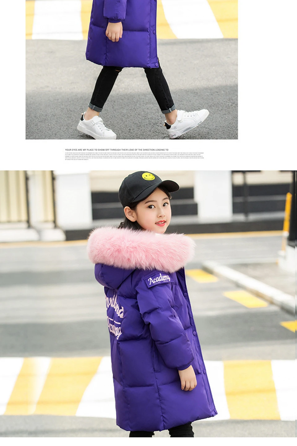 30 degrees Girls clothing duck Down jacket for girl clothes Winter Thicken warm Parka Fur Hooded Children Outerwear Coats