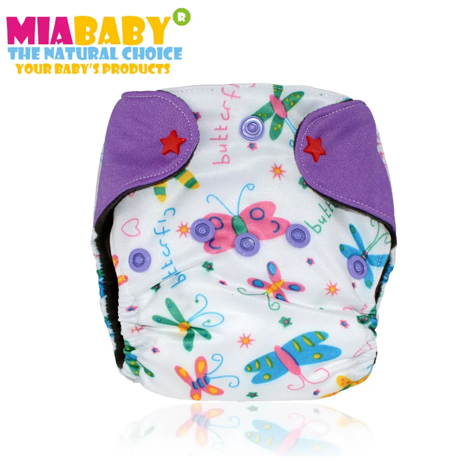 Miababy(5 шт./партия) Новорожденный бамбуковый уголь детские подгузники/подгузники со звездами, подходит для детей 0-3 месяцев или 6-12 фунтов