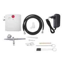 Штепсельная Вилка европейского стандарта, мини-Аэрограф Двойного действия с компрессором для украшения торта 100-250 В с набором для очистки аэрографа и мини-воздушным фильтром